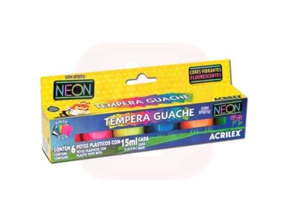 Tinta Guache 06 Cores Neon - Acrilex