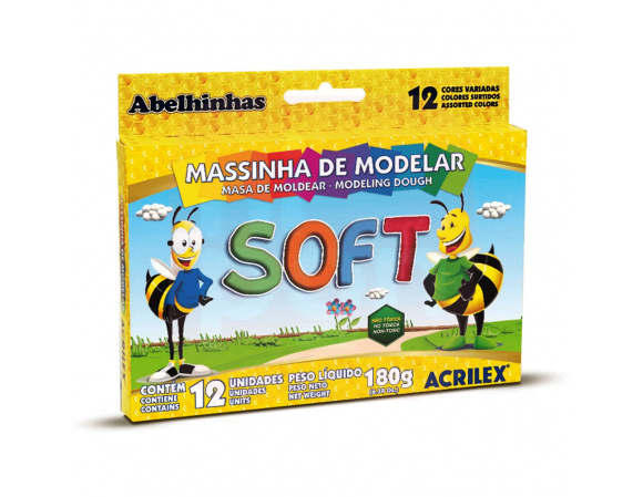 Massa de Modelar 12 Cores Soft 180g - Acrilex