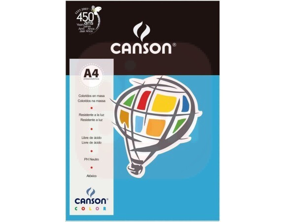 Papel Canson A4 180g Azul Mar