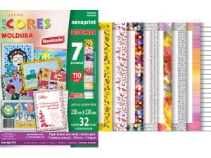 Bloco Ecocores Moldura Decorada 110g 32 Folhas - NovaPrint