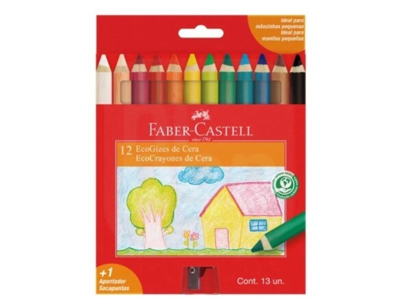 Ecogizes De Cera C/12 Cores + Apontador  FABER-CASTELL