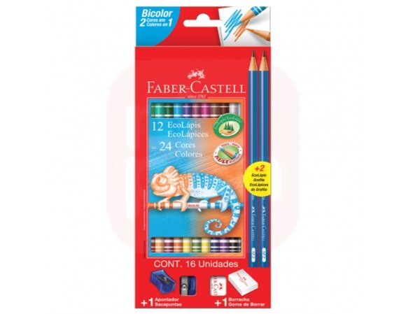Lápis de Cor 12/24 Cores Bicolor - Faber Castell