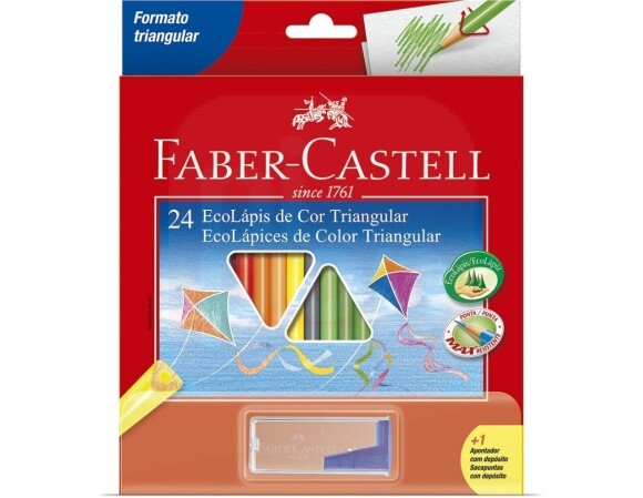 Lápis de Cor 24 Cores + Apontador Triangular - Faber-Castell
